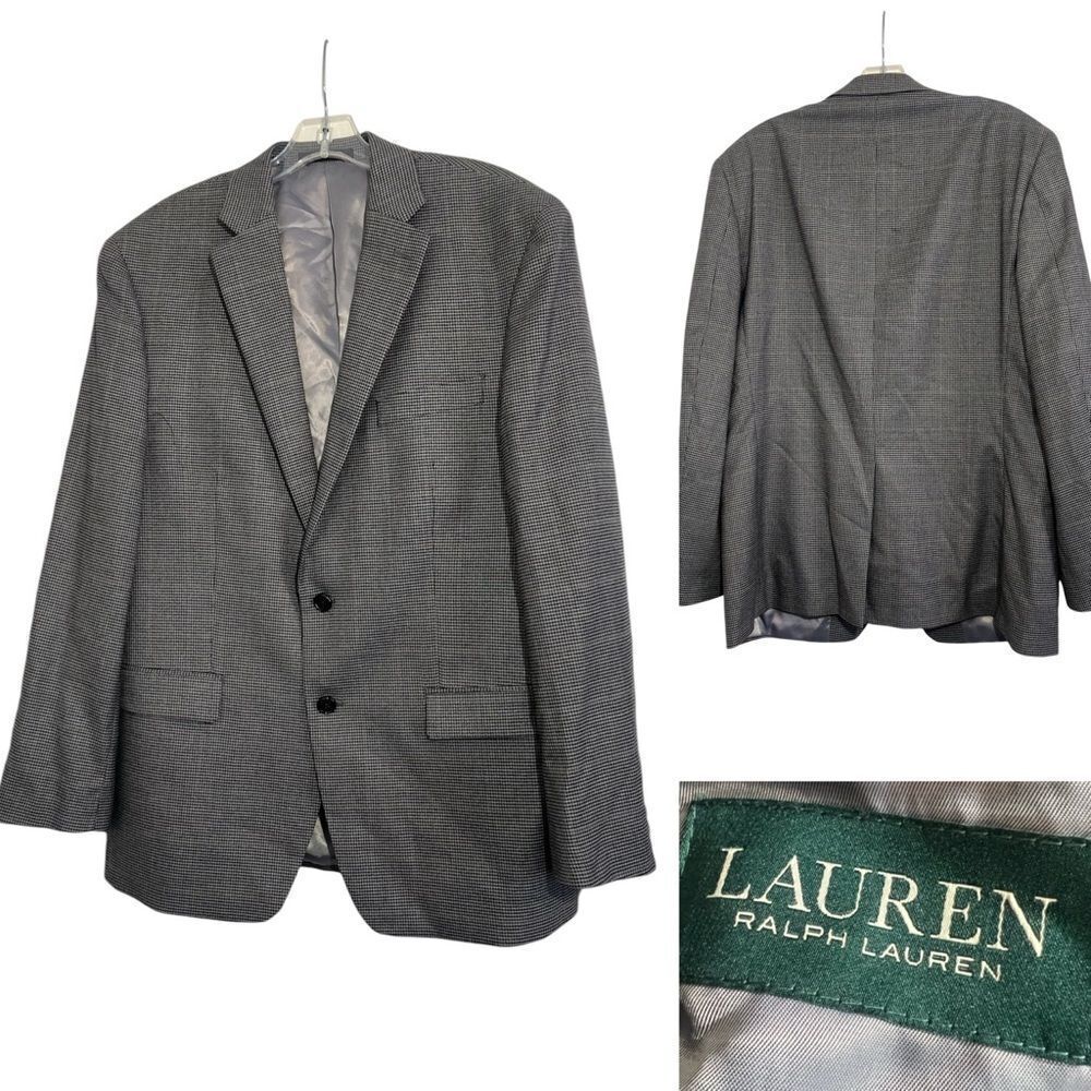 Lauren Ralph Lauren‎ blazer mens 42R gray multicolor houndstooth office -5